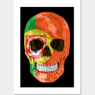 Portugal Flag Skull - Gift for Portuguese With Roots From Portugal Posters and Art